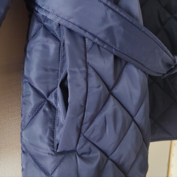 Rebecca Minkoff Navy Diamond Quilted Wrap-Style Jacket. Size L - Picture 6 of 11